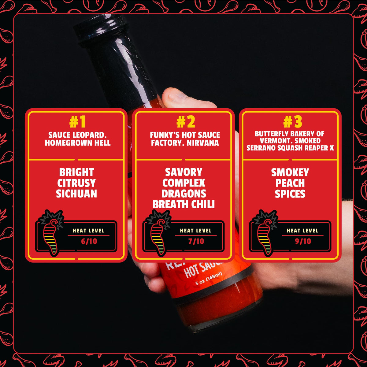 Hot Ones Season 29 label close up highlights natural ingredients