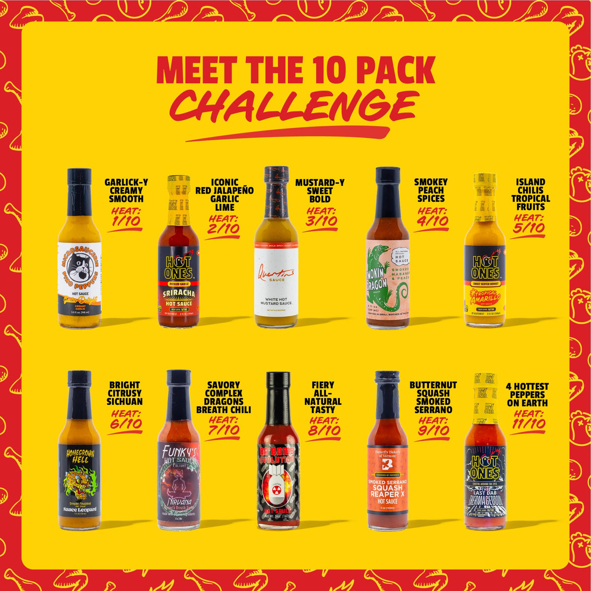HOT ONES Season 29 tasting flight displaying diverse heat profiles for flavor explorers.