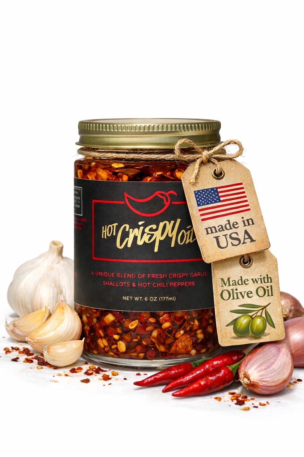 Hot Crispy Oil bottle full view showing premium olive oil blend