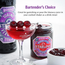 Hotel Starlino cherries used as cocktail garnish for bourbon drinks.