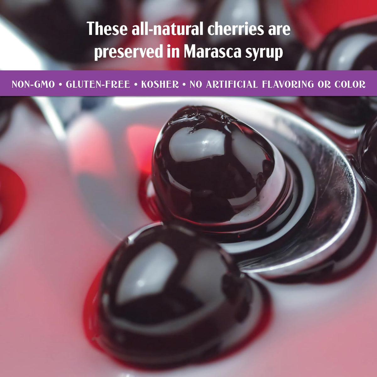 Hotel Starlino maraschino cherries used as dessert garnish for cakes.