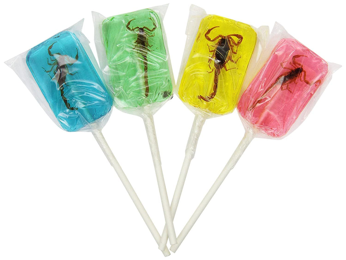 Hotlix scorpion sucker blueberry flavor close-up with bold colors