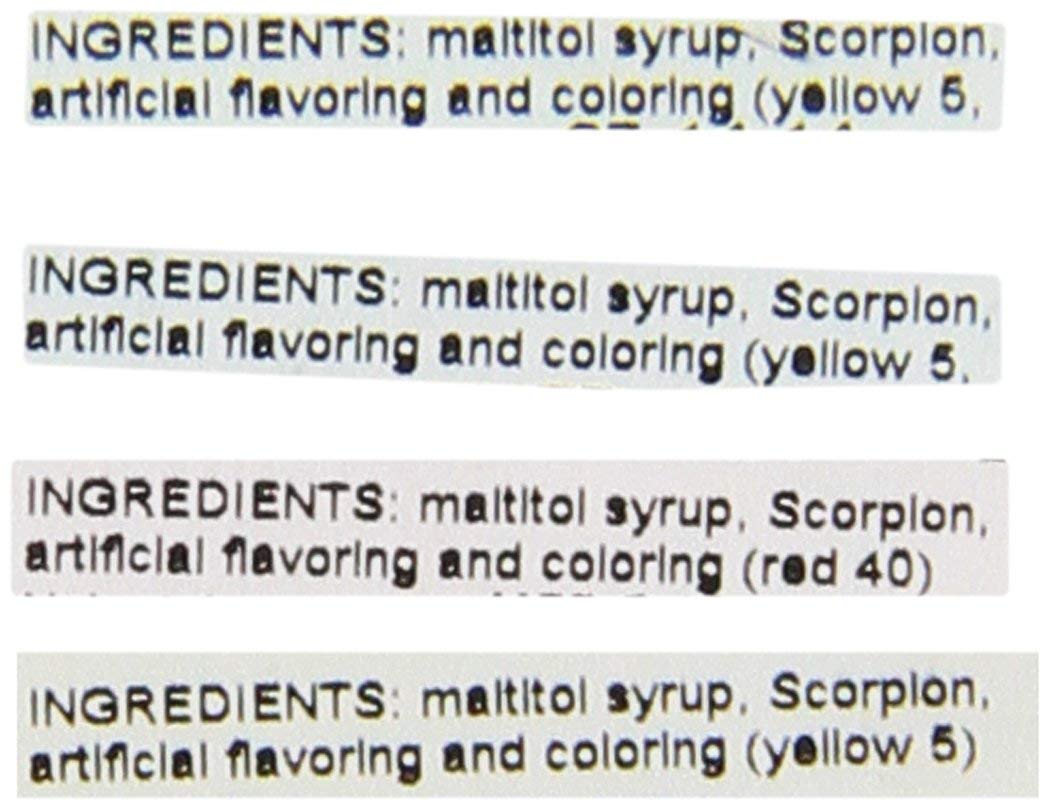 Hotlix scorpion sucker strawberry flavor close-up with vibrant candy