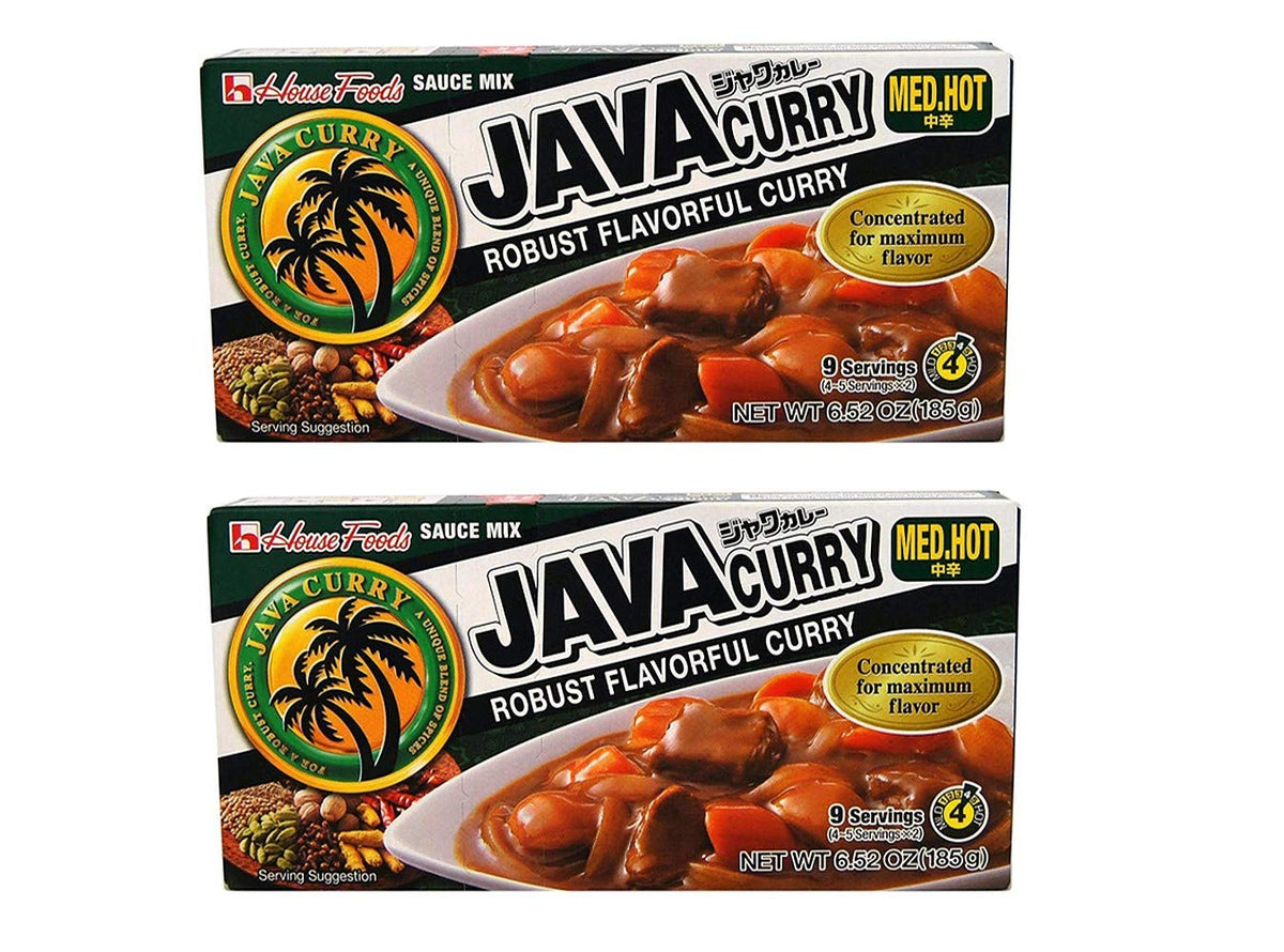 House Foods Java Curry Medium Hot 2-pack front view, convenient ready-to-use curry sauce