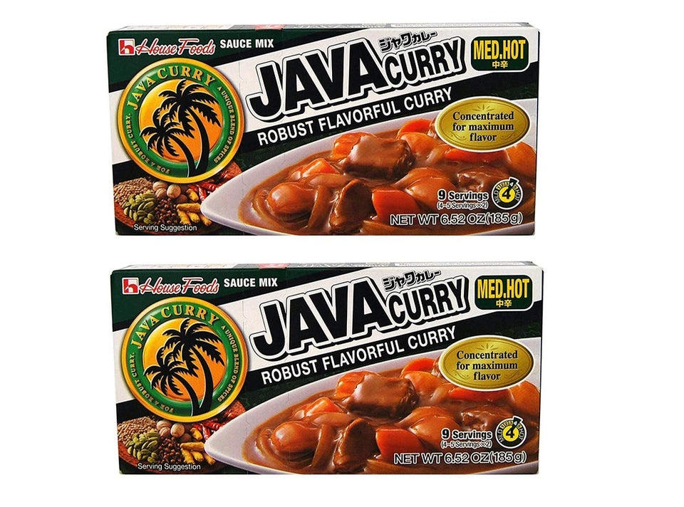 House Foods Java Curry Medium Hot 2-pack front view, convenient ready-to-use curry sauce