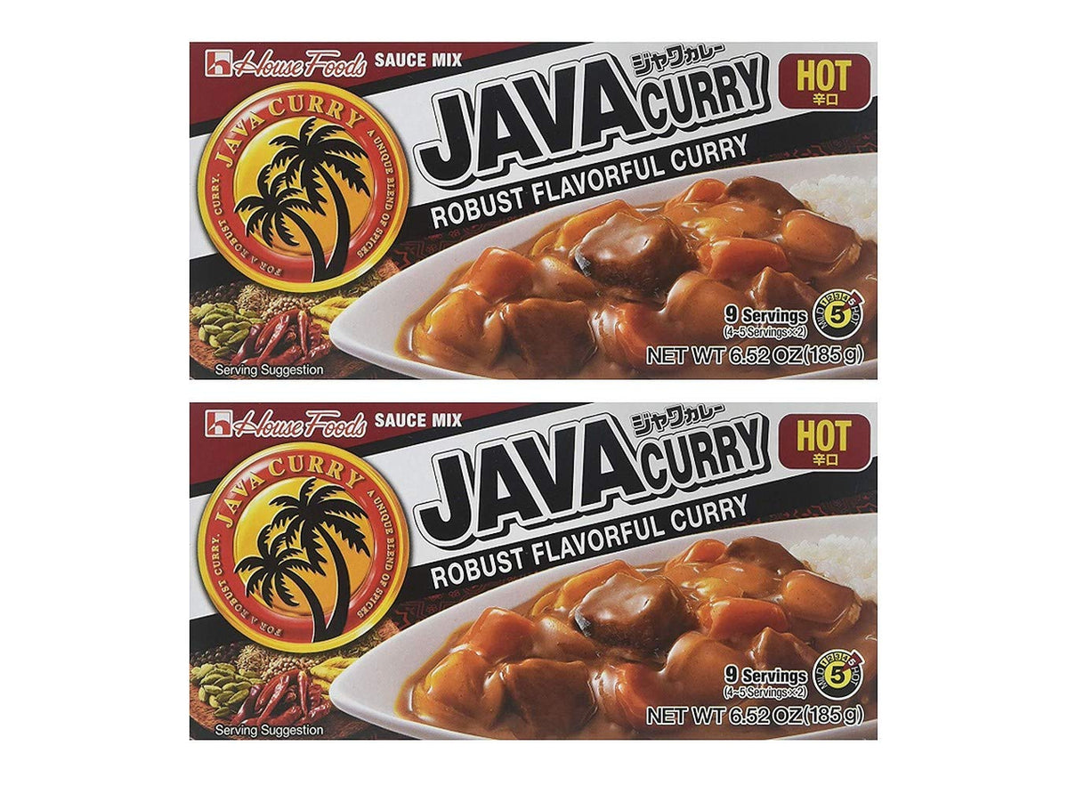 House Foods Java Curry Sauce Mix Hot 2-Pack box-front signaling quick dinner option