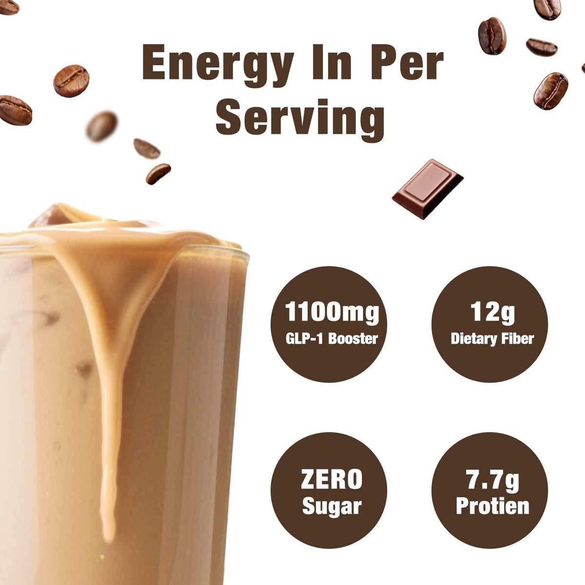 House of Nutrition GLP-1 shake powder-dispense shot, 1100 mg booster with 12 g fiber