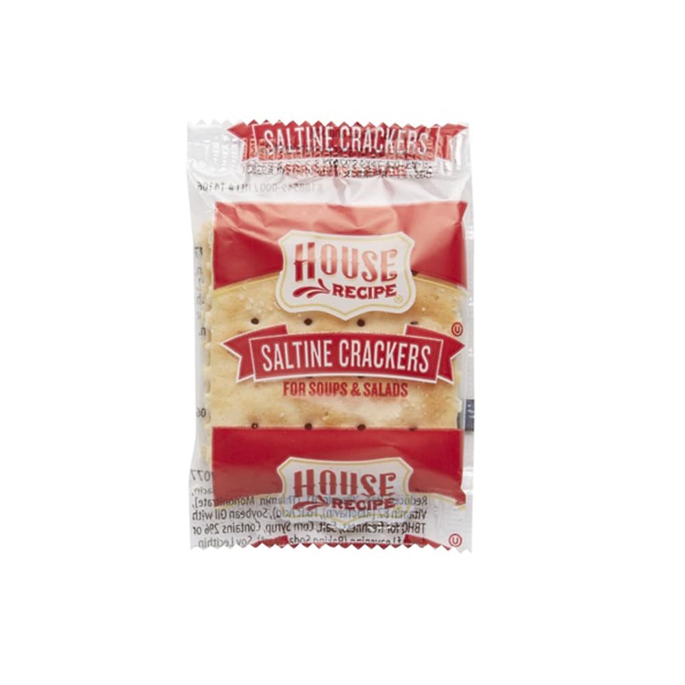 House Recipe saltine crackers on pantry shelf ready for quick meals.