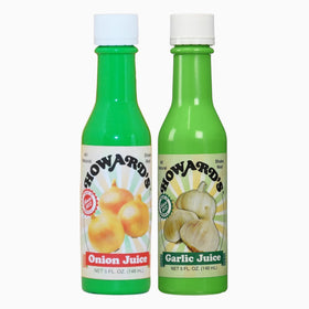 Howard’s Onion Juice bottle pour enhances quick, consistent savory base for dishes.