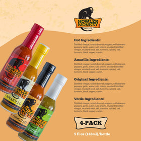 Howler Monkey Sauce Amarillo bottle elevates tacos with sunny citrus heat.