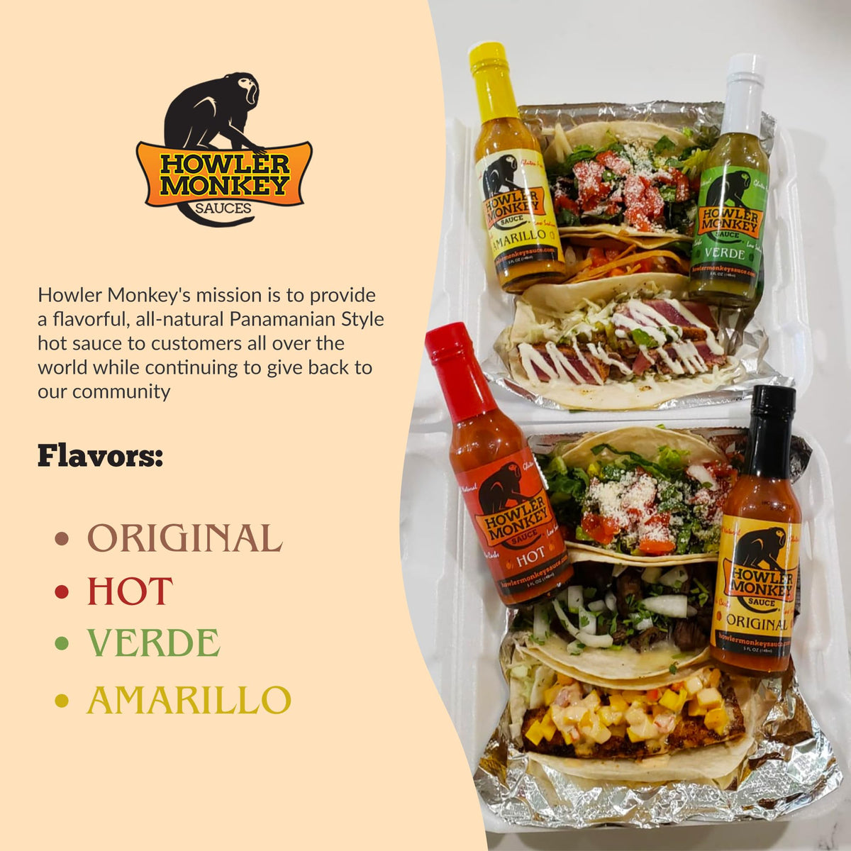 Howler Monkey Sauce bottle pour captures pourable heat for meals.