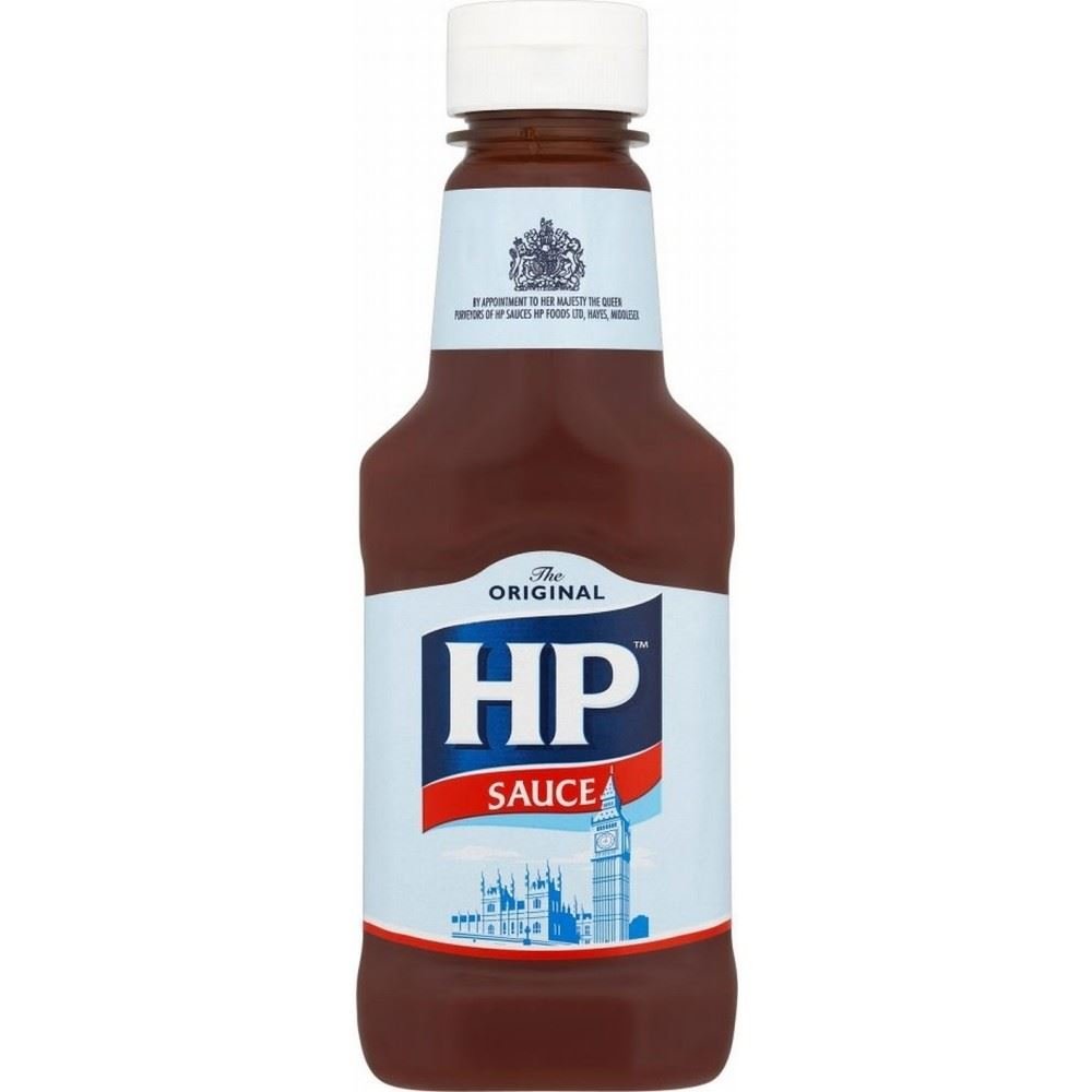 HP Sauce Original 285g bottle in a two-pack, ideal for breakfasts and sandwiches.