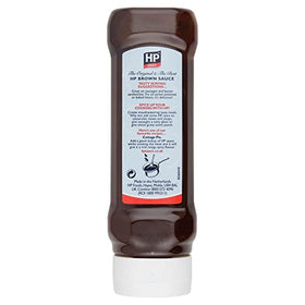 HP Sauce Squeezy 450g bottle closeup highlighting convenient pour