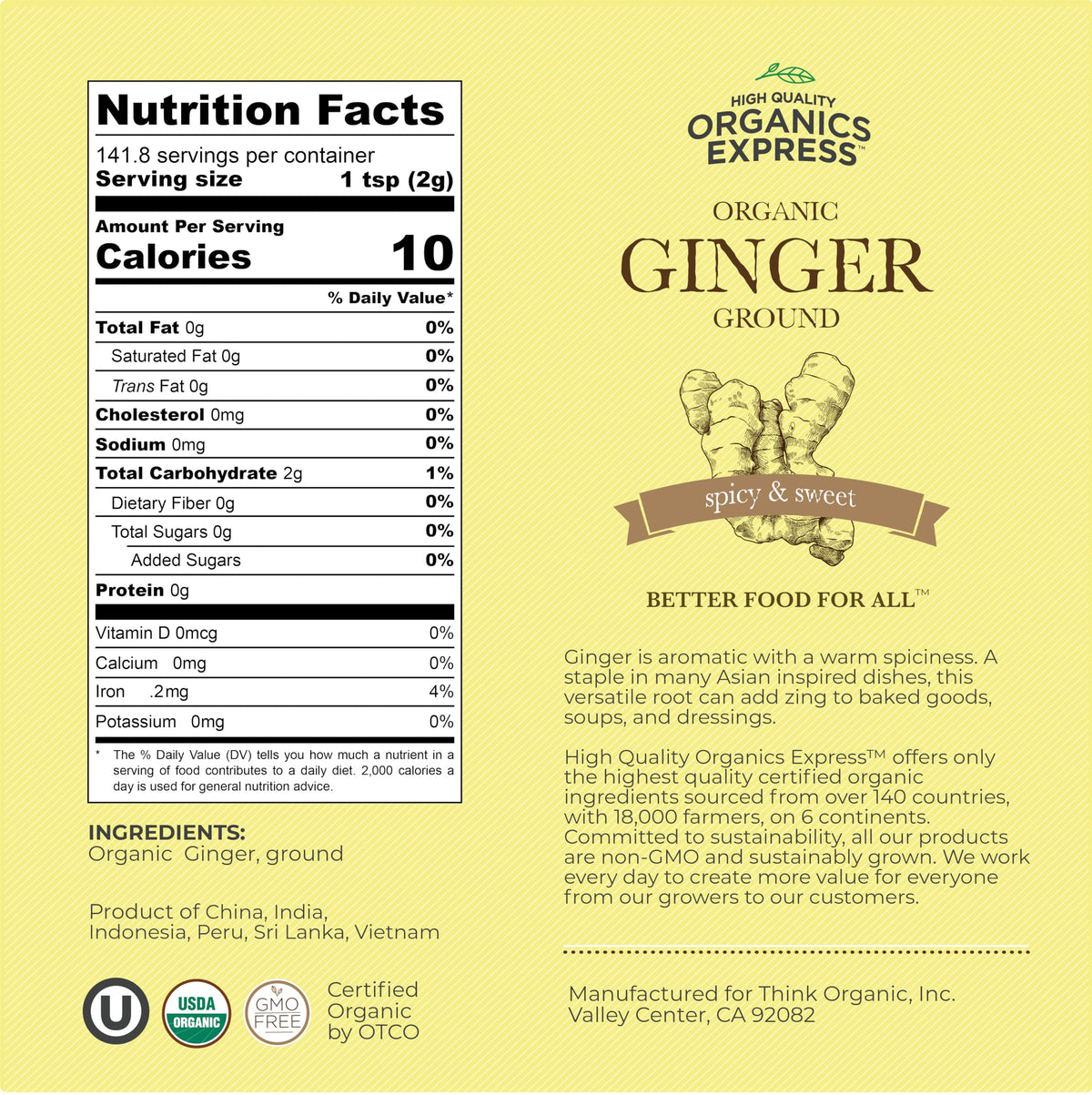 HQOExpress ginger powder in smoothie prep for warming, zesty notes.