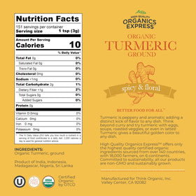 HQOExpress turmeric powder with Kosher certification in a jar