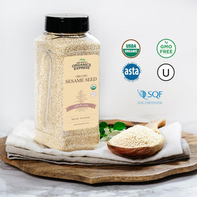 HQOExpress sesame seeds poured over a dish to add crunch
