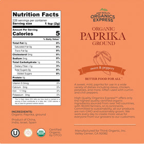 Close-up of HQOExpress paprika jar on a kitchen counter