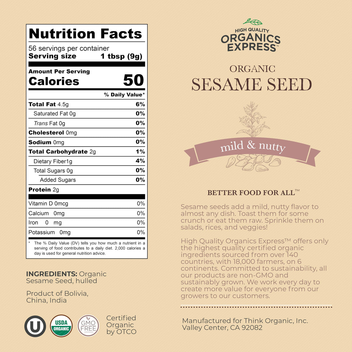 HQOExpress sesame seeds sprinkled on salad for texture and flavor
