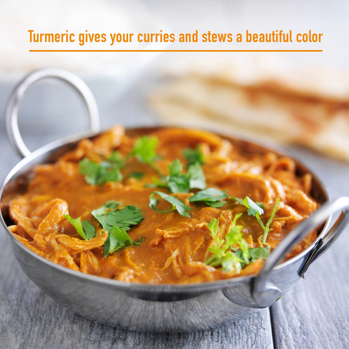 HQOExpress turmeric powder enhances a rice and curry dish
