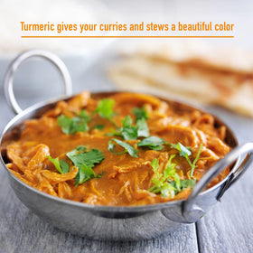 HQOExpress turmeric powder enhances a rice and curry dish