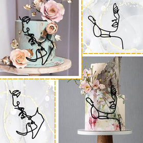 HSDSH Lady Face Topper on cake with minimalist lines creates a tasteful focal point.