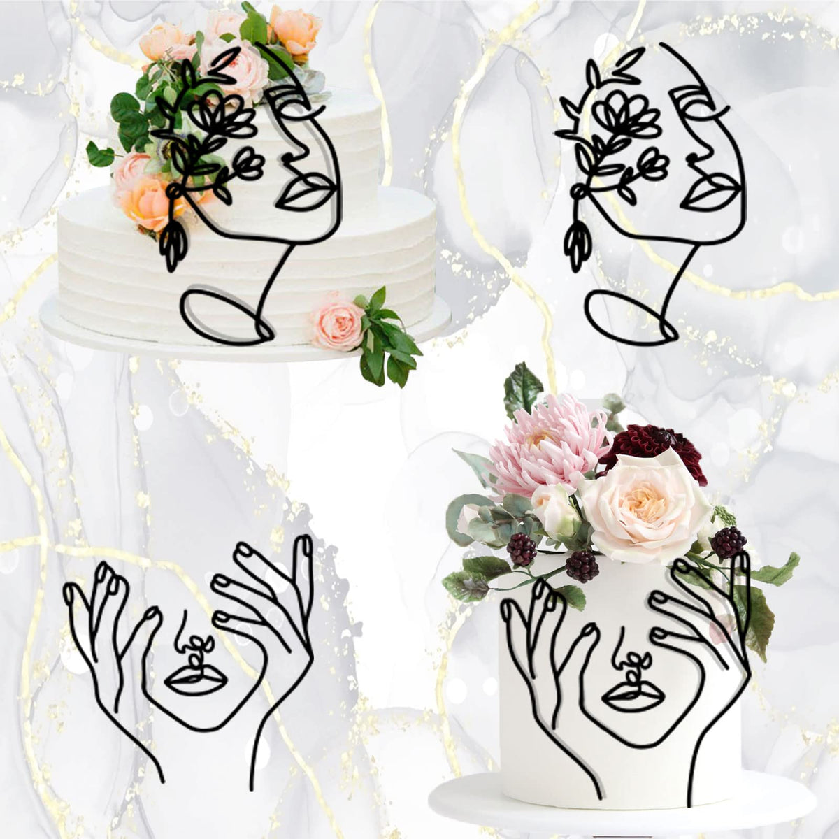 HSDSH Lady Face Topper wedding decor adds sophisticated contrast to black and white themes.