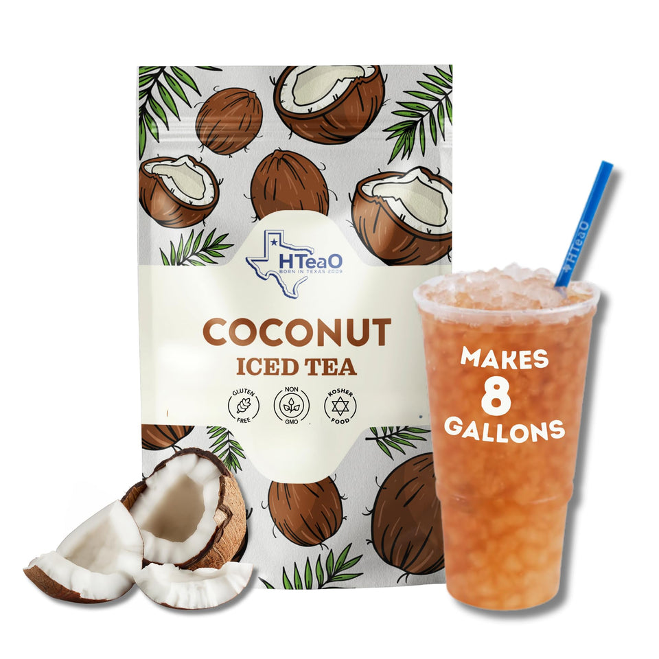 HTeAO Coconut Black Tea packets ready for quick crowd-friendly iced tea.