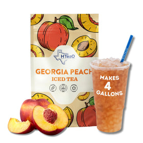 HTeAO Georgia Peach Hibiscus tea bags with fragrant peach notes for gatherings.