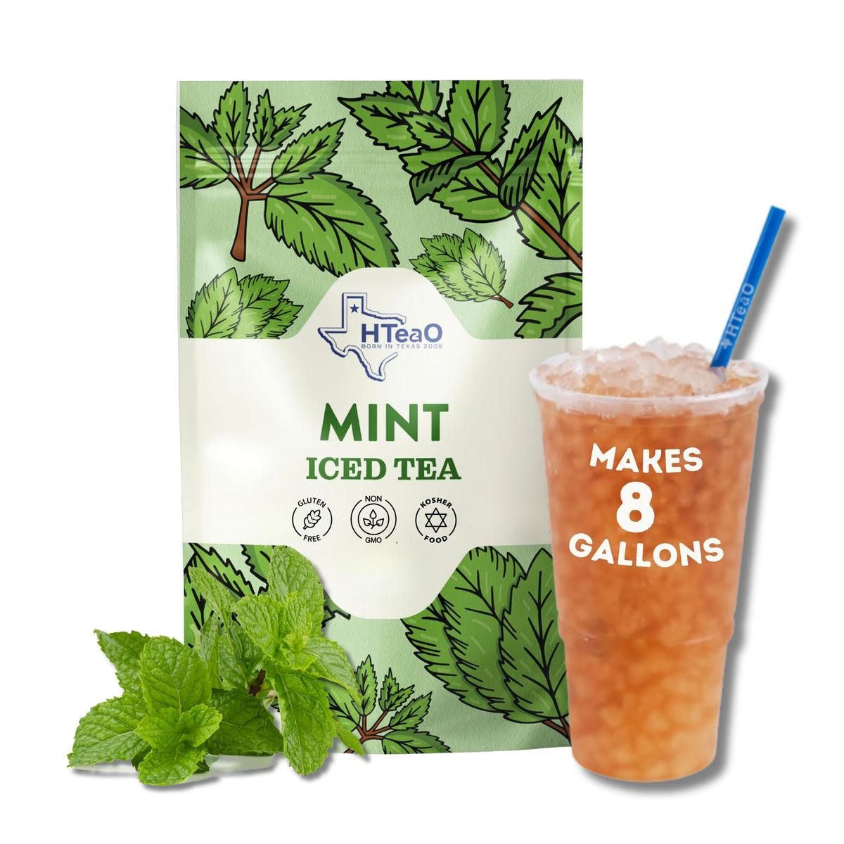 HTeAO Mint Black Tea Packets packaging with 16 sachets for quick large-batch brews.