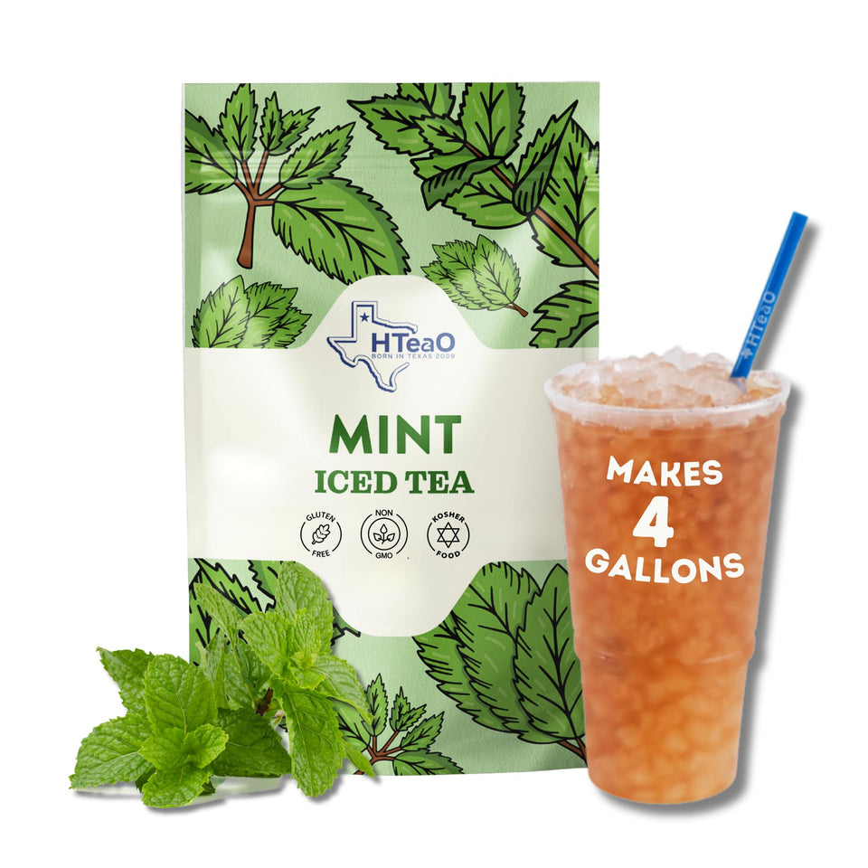 HTEAO Mint Black Tea packets ready for quick batch brewing at home