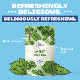 HTeAO Mint Black Tea brewed in 5 minutes using large sachets for gatherings.
