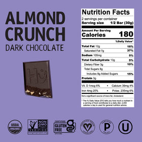 Hu Almond Crunch fair-trade label signals ethical sourcing and responsible choices