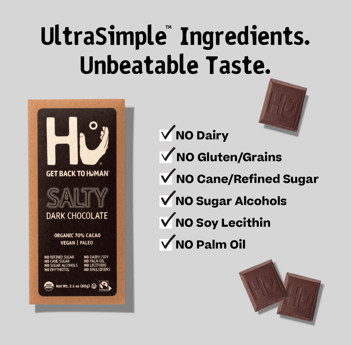 Hu Chocolate Bars with fleur-de-sel sprinkle for a savory bite