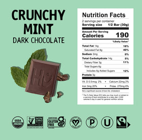 Hu Chocolate Bars Crunchy Mint ingredient label clean and transparent for mindful shoppers.