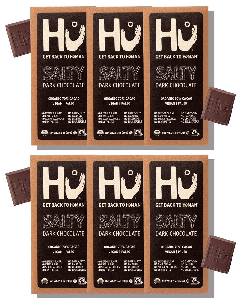 Hu Chocolate Bars salty 6-pack ready for mindful snacking on the go