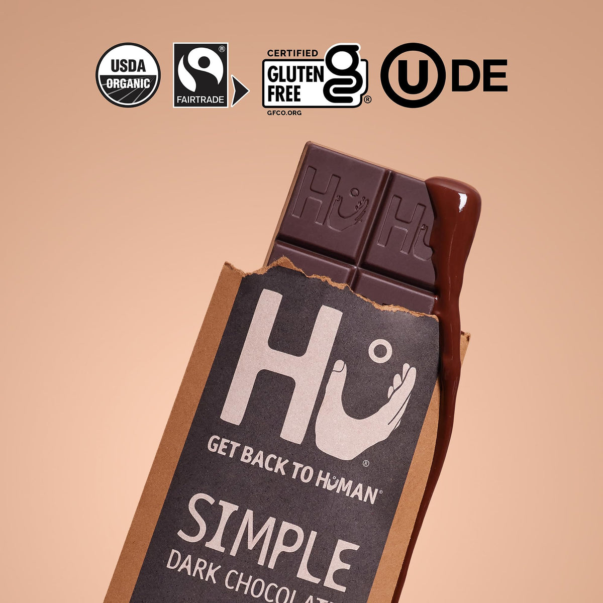Hu Chocolate Bars vegan label closeup signals dairy-free, plant-based indulgence.