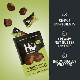 Hu Hazelnut Butter Dark Chocolate Bites, individually wrapped pieces for easy portion control