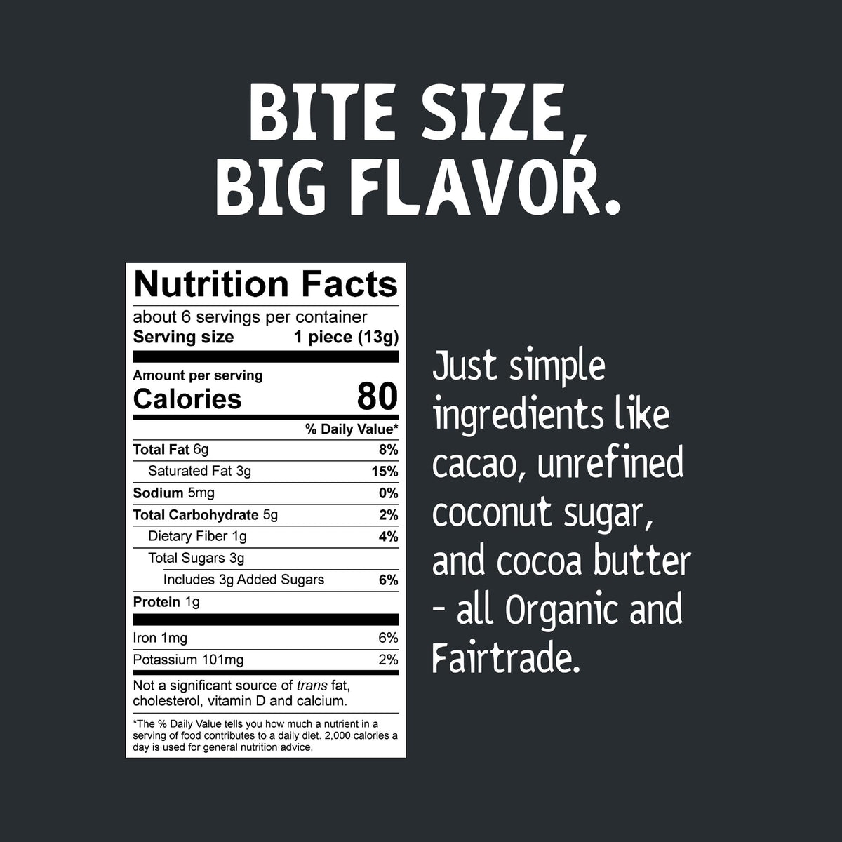 Hu Hazelnut Butter Dark Chocolate Bites packaging label with fair trade and organic ingredients