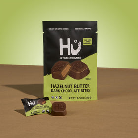 Hu Hazelnut Butter Dark Chocolate Bites vegan gluten-free composition for dietary needs