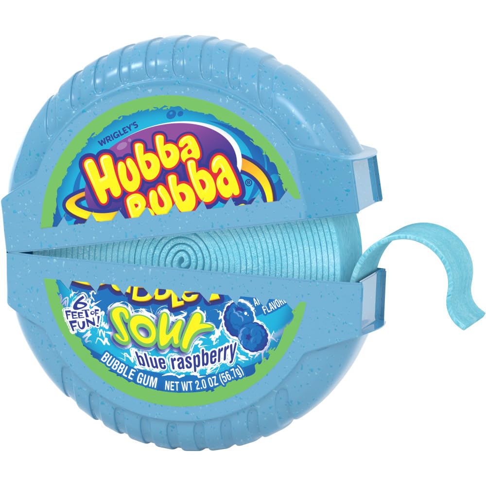 Hubba Bubba bubble tape six feet per roll for bubble-blowing games.