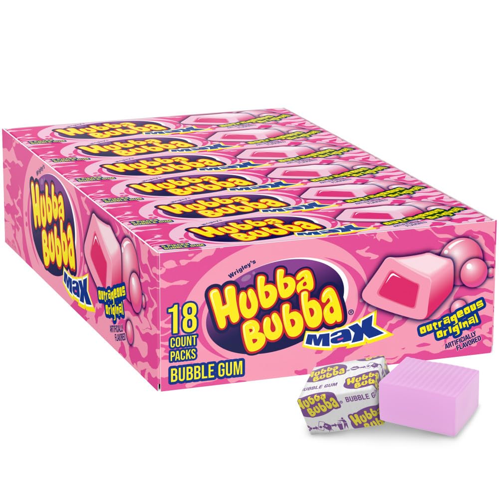Hubba Bubba Max original gum 18-count pack front view for easy sharing