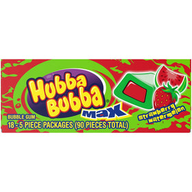 Hubba Bubba Max strawberry watermelon gum piece with fruity flavor.