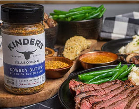 Cowboy Butter bottle suggesting biscuits, mashed potatoes, and corn flavor enhancement.