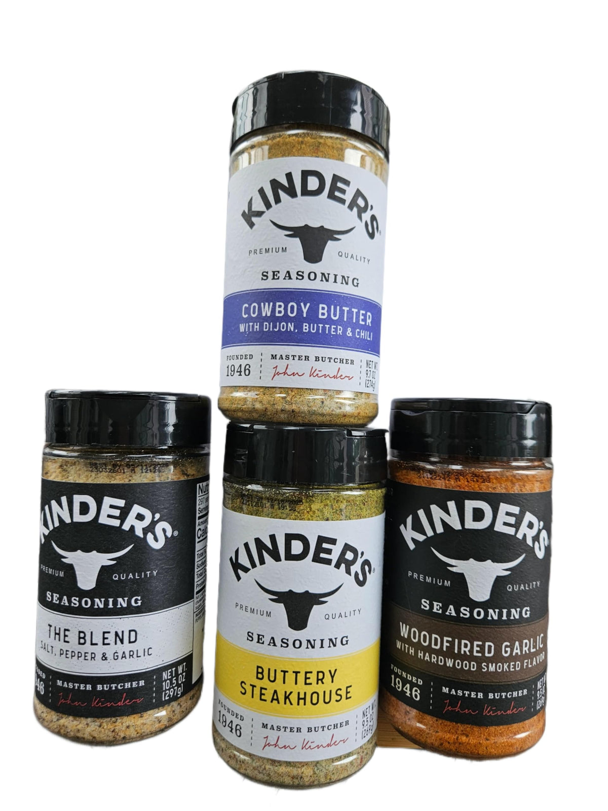 The Blend bottle close-up showing all-purpose seasoning for potatoes and chicken.
