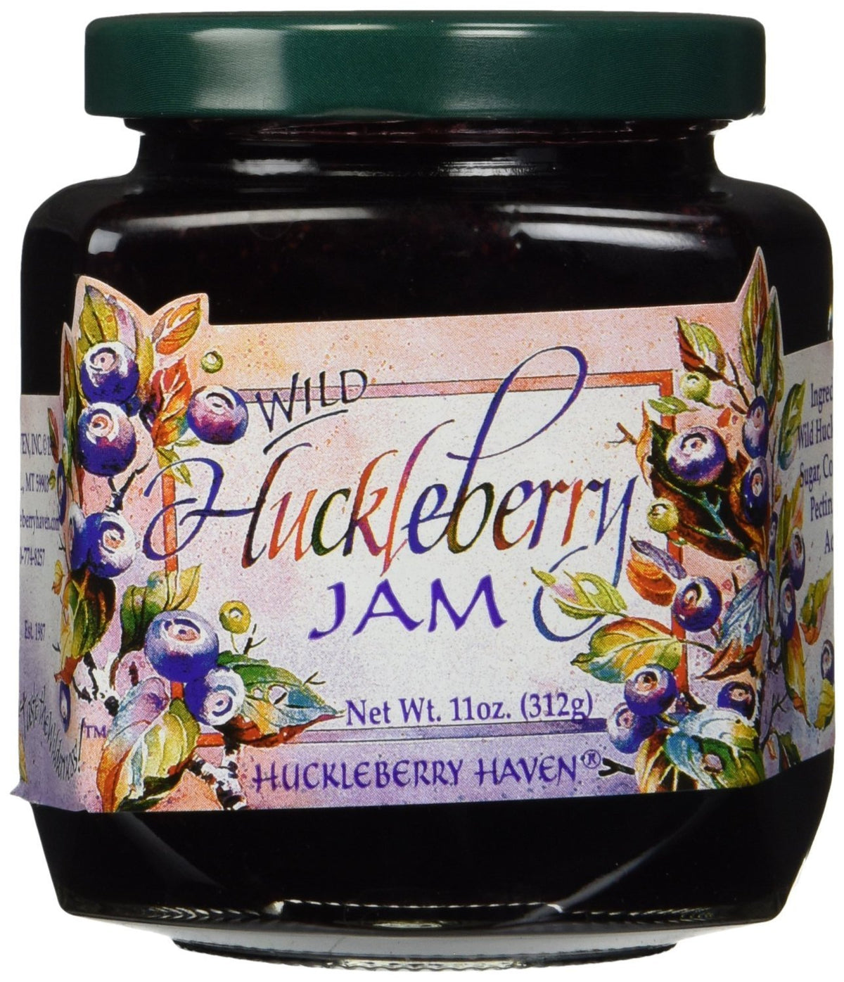 Huckleberry Haven wild-huckleberry jam 11 oz jar is great on toast.