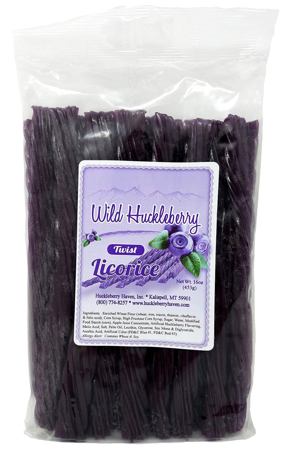 Huckleberry Haven Wild Huckleberry Licorice Twists in 16 oz, gift-ready indulgence