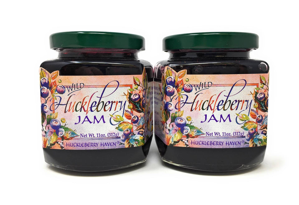 Huckleberry Haven Wild Montana Huckleberry Jam jar ready for toast or yogurt.