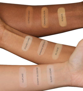 HUDA Beauty BananaBread application with brush shows soft-focus finish
