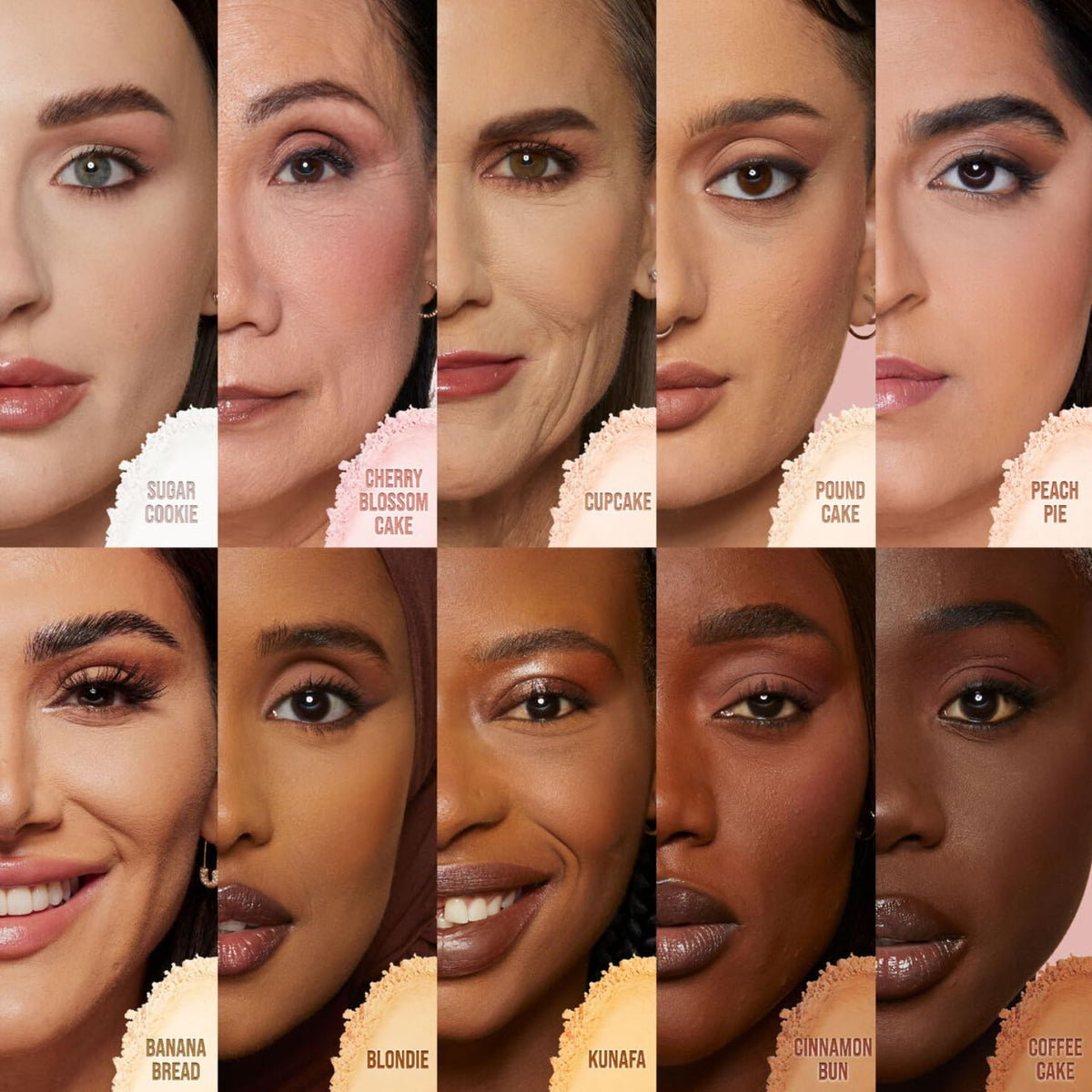 HUDABEAUTY Mini Easy Bake compact in hand for on-the-go touch-ups.