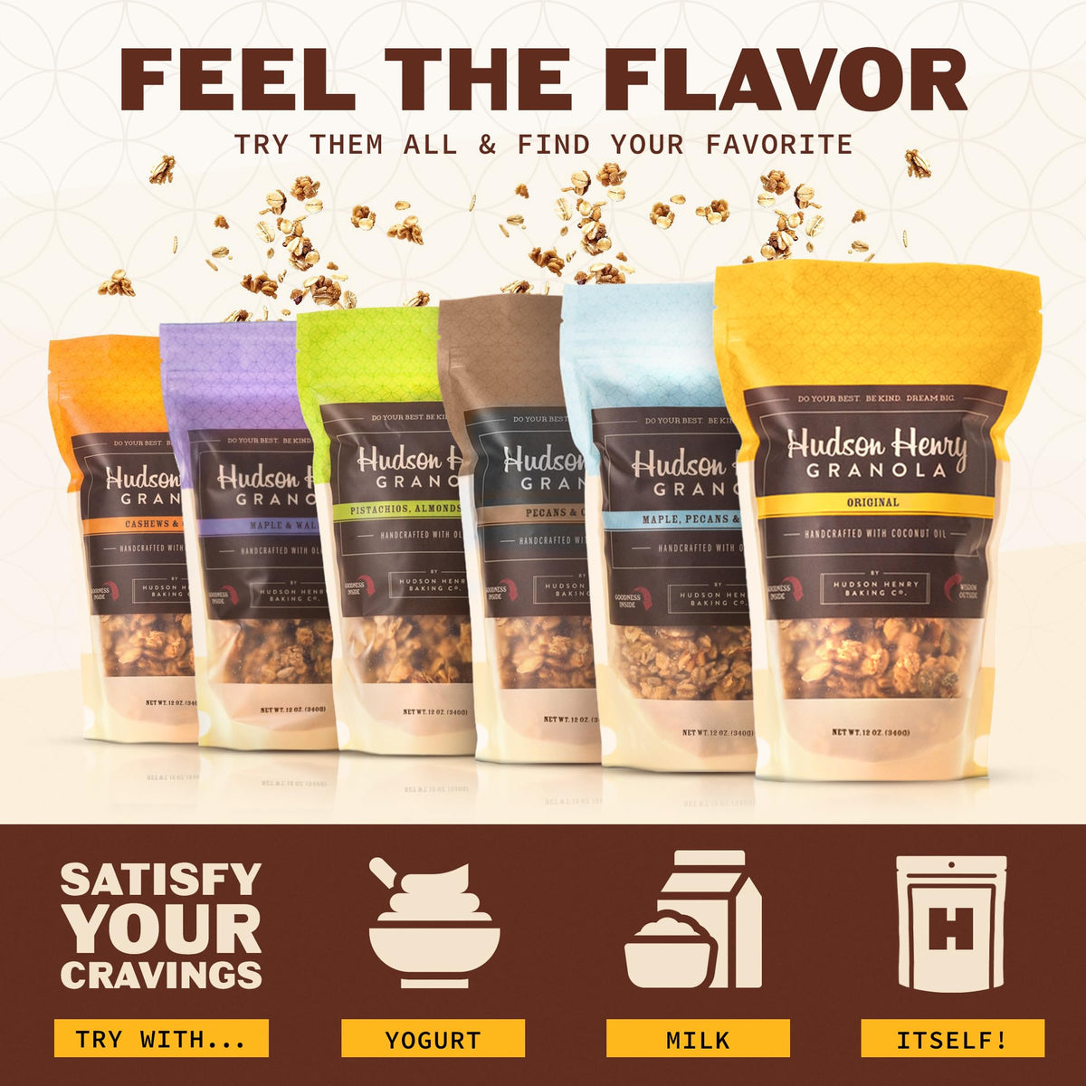 Hudson Henry pumpkin and sunflower seeds granola, rich in fiber and healthy fats.